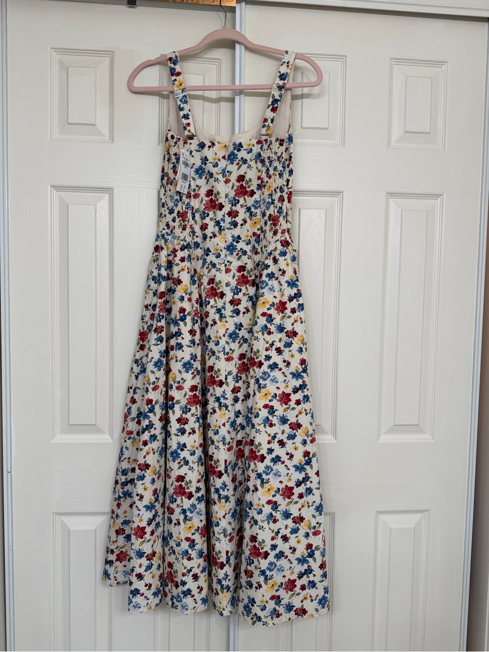 Abercrombie & Fitch Cream Midi Dress with Blue, Pink & Yellow Floral Print - Picture 6 of 7